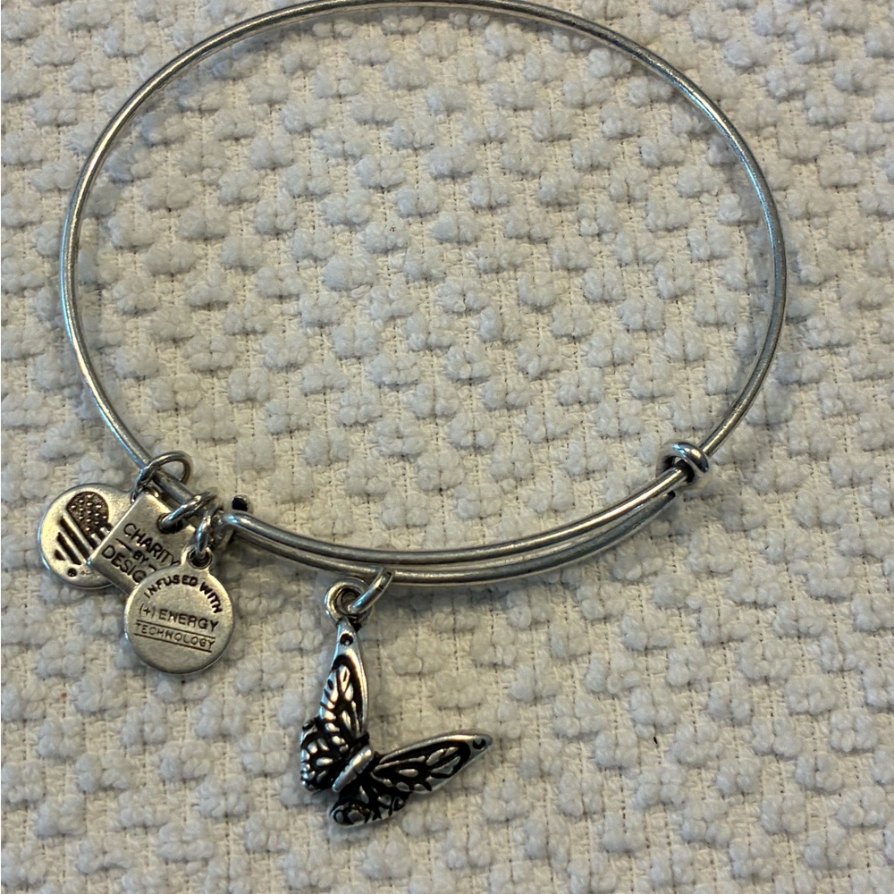 Alex and Ani Silver Charm Bracelet with Butterfly Pendant